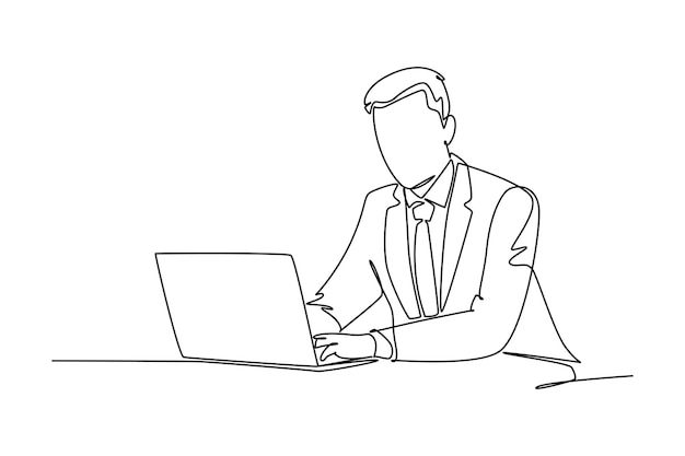 continuous one line drawing business technology concept doodle vector illustration