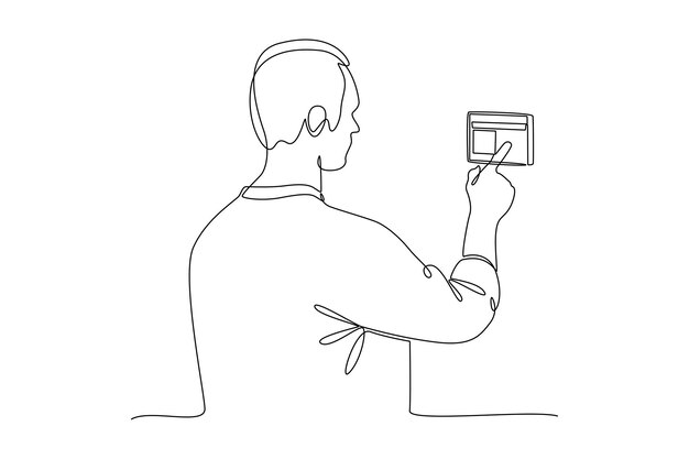 Continuous one line drawing Face recognition voice authentication and retina scanning