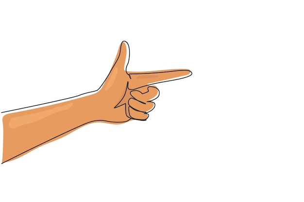 Continuous one line drawing hand making gun gestures hand shot symbol Hand variation shape vector