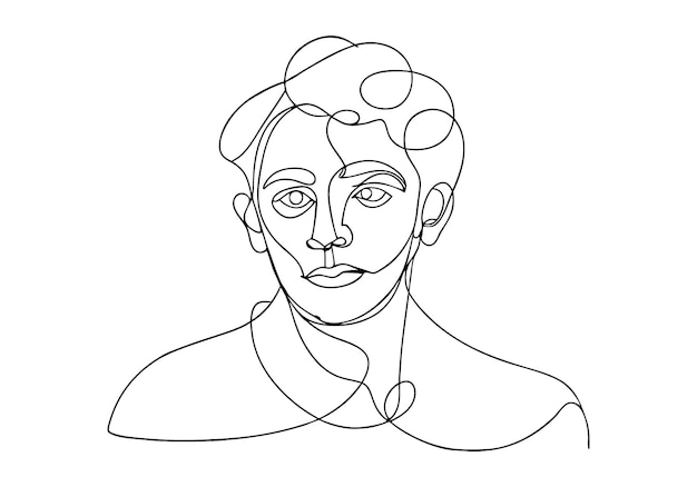continuous one line drawing of an abstract human face minimalist artistic expression