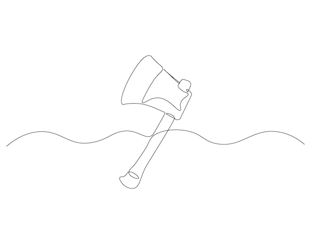Continuous one line drawing of axe One line drawing illustration of axe Single line of lumberjack concept Editable outline