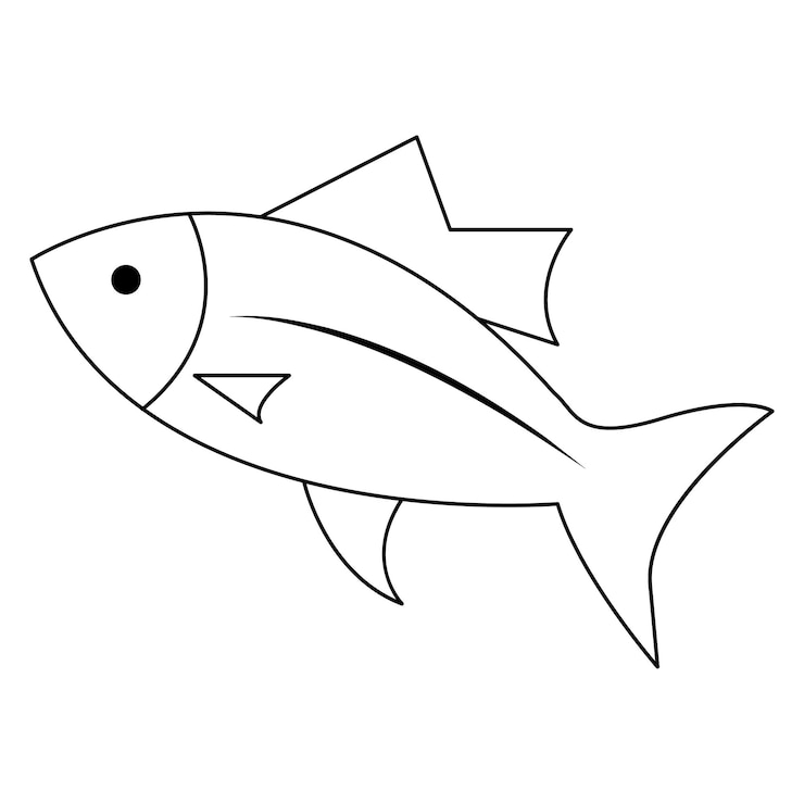 Continuous One line drawing of big fish and single line vector art illustration