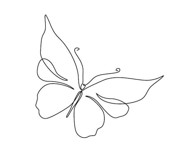 Continuous one line drawing of Butterfly Simple butterfly line art vector illustration