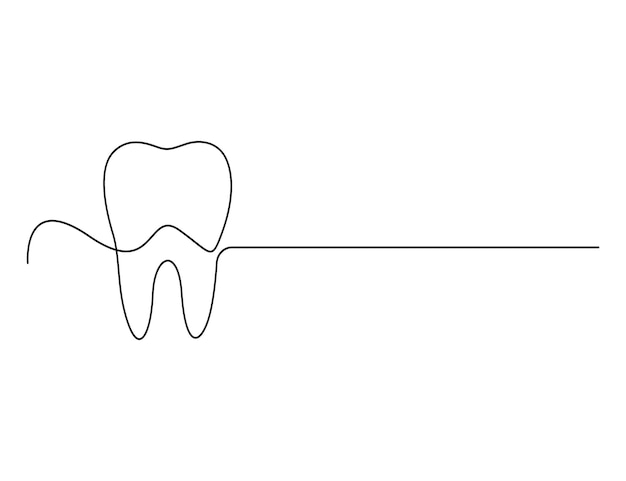 Continuous one line drawing of clean teeth vector illustration