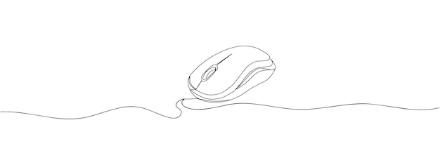 continuous one line drawing of computer mouse icon minimalism drawing of phrase vector illustration