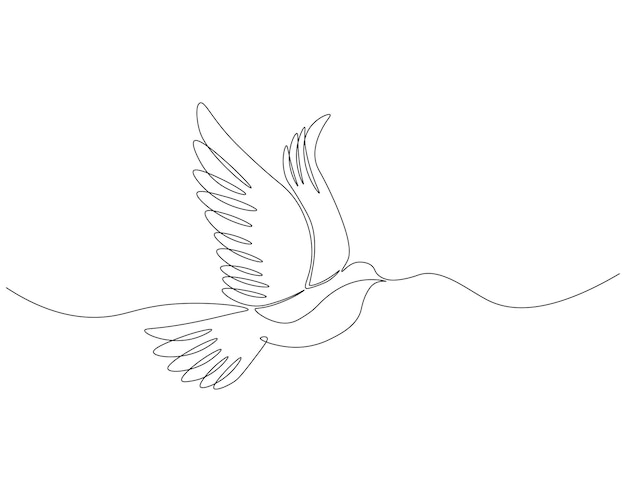 Continuous one line drawing of dove One line drawing illustration of pigeon Flying animal concept single line Editable outline