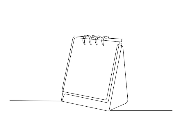 continuous one line drawing of empty looseleaf desk calendar