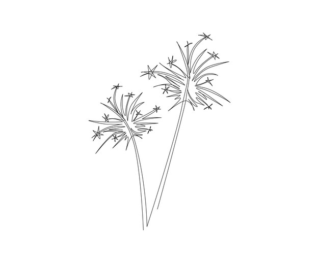 continuous one line drawing of exploded firework