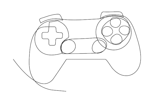 continuous one line drawing of game stick joystick gaming controller outline vector illustration