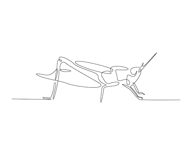 Continuous one line drawing of grasshopper locust