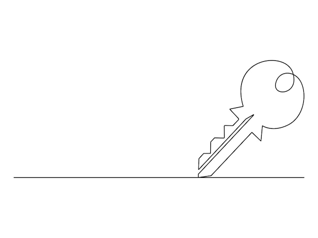 Continuous one line drawing of key vector illustration premium vector