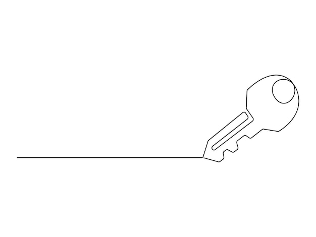 Continuous one line drawing of key vector illustration premium vector