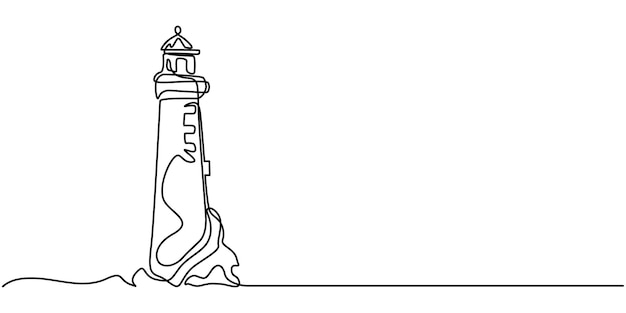 continuous one line drawing of lighthouse towervector illustration continuous one line drawing