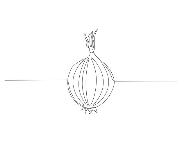 continuous one line drawing of onion for grocery store one line drawing illustration of red onion vegetable raw vegetable concept continuous line art editable outline