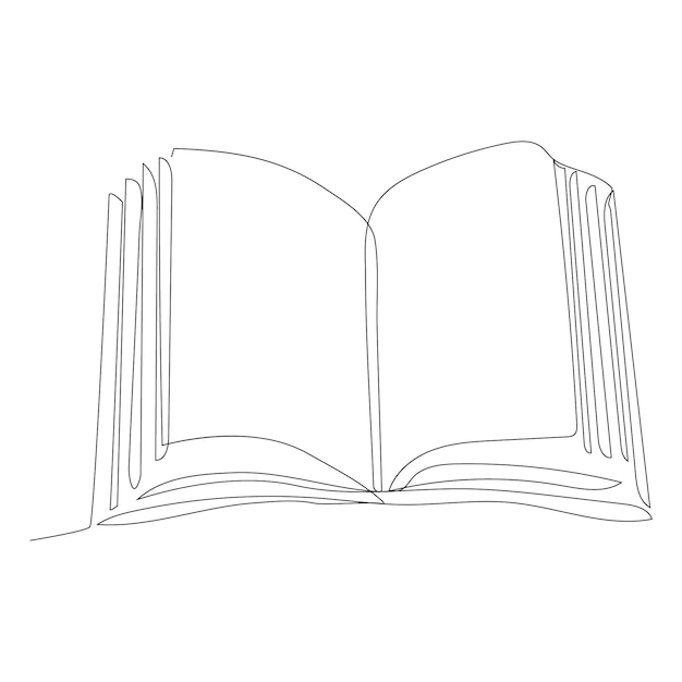 continuous one line drawing of open book