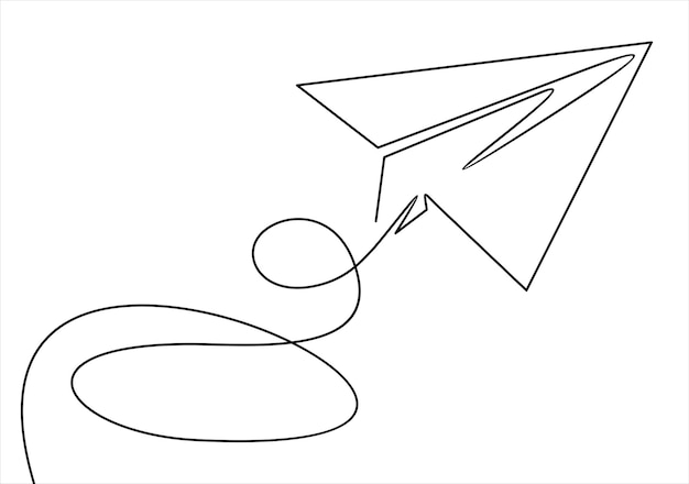 Continuous one line drawing of paper airplane Concept of plane flying