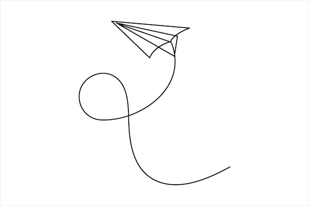 Continuous one line drawing of paper airplane flying design vector illustration