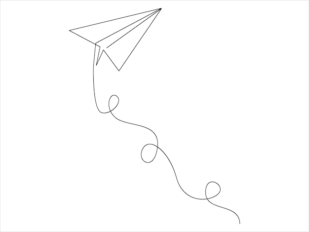 Continuous one line drawing of paper plane out line vector art illustration