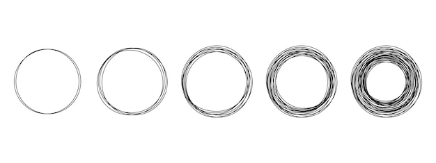 continuous one line drawing of set black circles round frame and speech bubble sketch outline with empty space inside on white transparent background doodle vector illustration