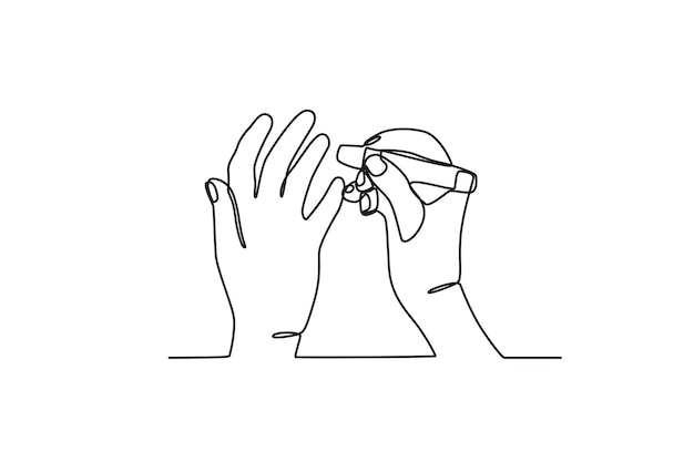 continuous one line drawing of woman injecting insulin international diabetes day