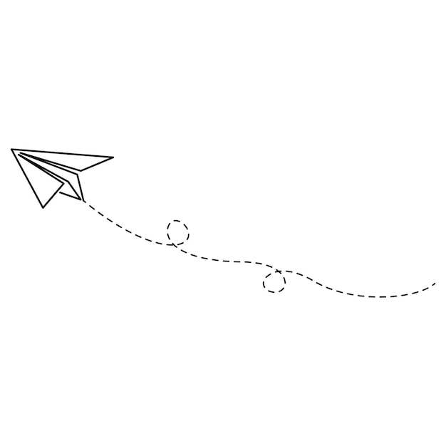 Continuous one line drawing paper plane flight path path to business