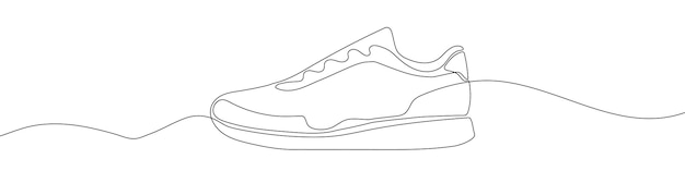 Continuous one line drawing silhouette of sneakers The sneakers linear icon