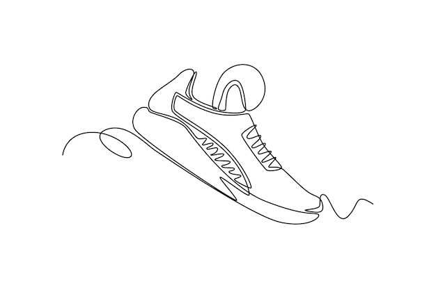 Continuous one line drawing sport shoes Fitness equipment concept Single line draw design vector graphic illustration
