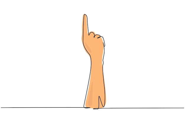Continuous one line drawing symbol of victory or champion Number one hand count Learn to count