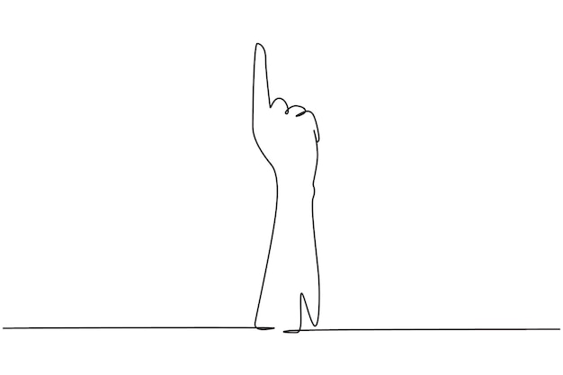 Continuous one line drawing symbol of victory or champion Number one hand count Learn to count