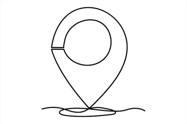 continuous one line google map point and location outline vector art illustration