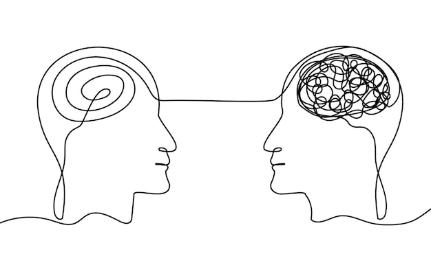 Continuous One Line Mental Chaos Brain Head Health Mind Art Sketch oodle oncept Stress Therapy