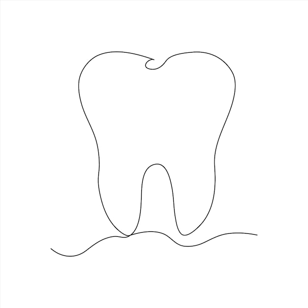 continuous one line teeth drawing art design