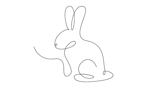 continuous one simple single abstract line drawing of rabbit pet animal