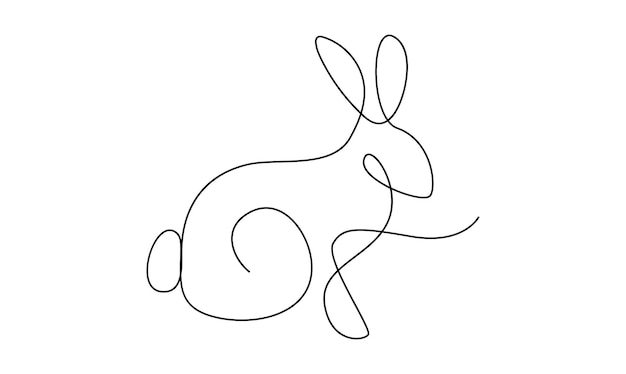Continuous one simple single abstract line drawing of Rabbit pet animal