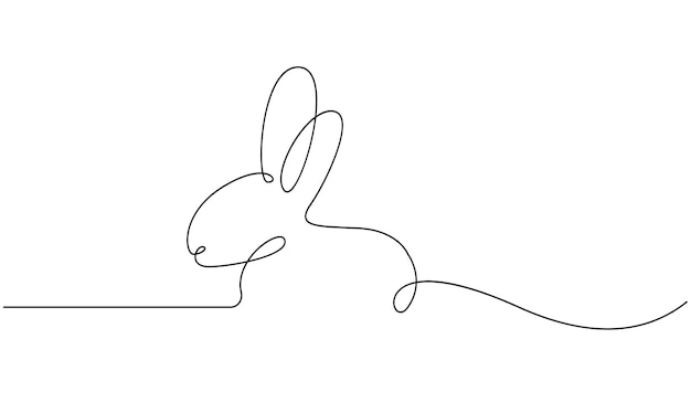 continuous one simple single abstract line drawing of rabbit pet animal