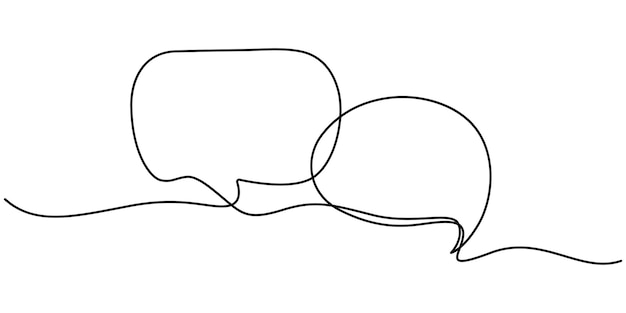 continuous one single line drawing of speech bubble icon talk text box feedback message box