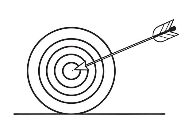 continuous oneline art of a target with an arrow illustration