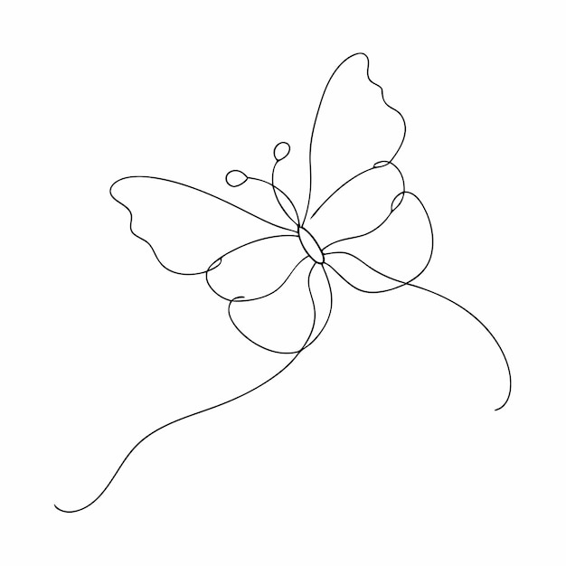 continuous oneline art vector of a butterfly in outline style 1