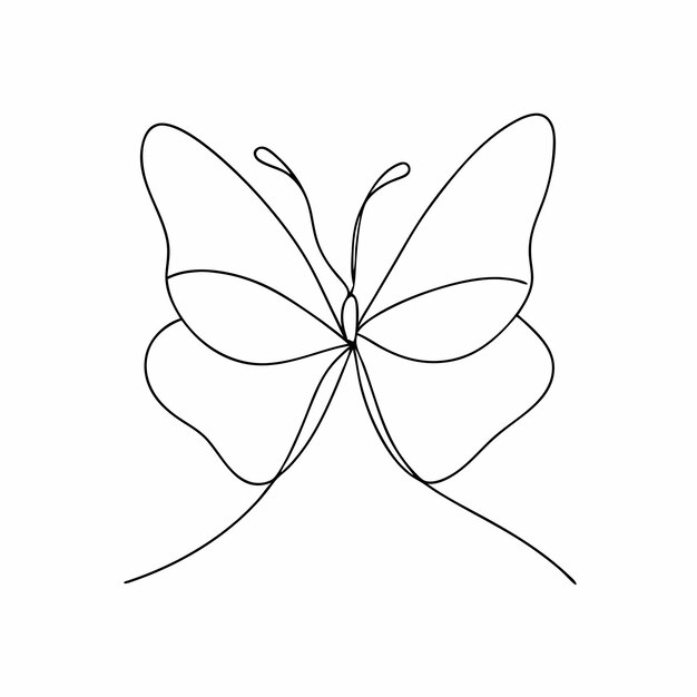 continuous oneline art vector of a butterfly in outline style 2
