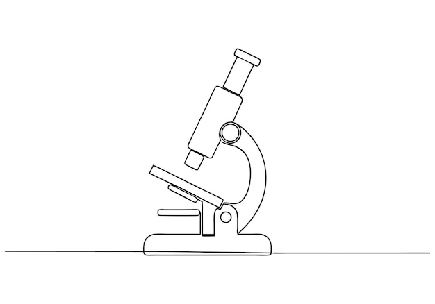 Continuous OneLine Drawing of a Microscope Minimalist Science Art