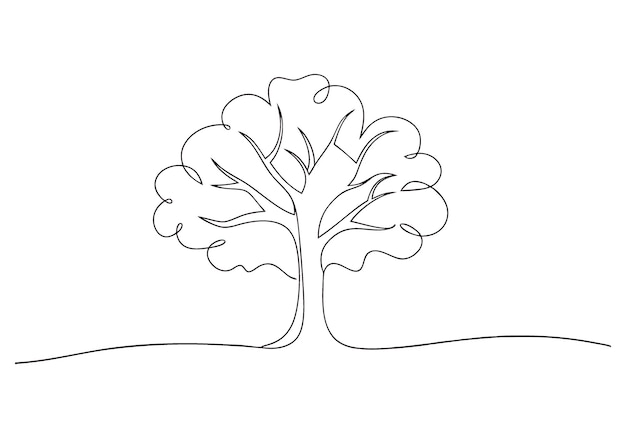 continuous oneline drawing of a tree minimalist nature art
