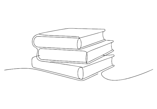 continuous oneline drawing of books minimalist knowledge and literature art