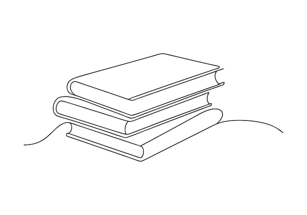 Continuous OneLine Drawing of Books Minimalist Knowledge and Literature Art