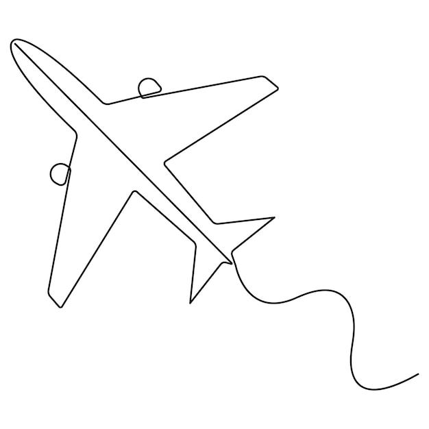 continuous single line art drawing of airplane icon
