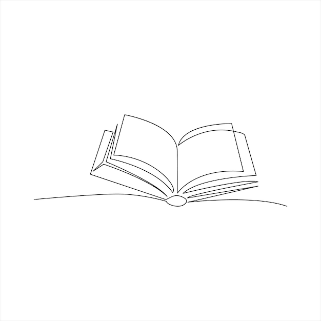 continuous single line art vector illustration on white background open book concept of educational