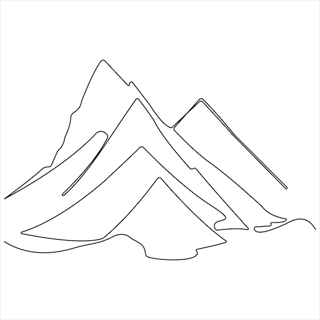 Continuous single line drawing mountain range landscape top view of mounts in simple outline style