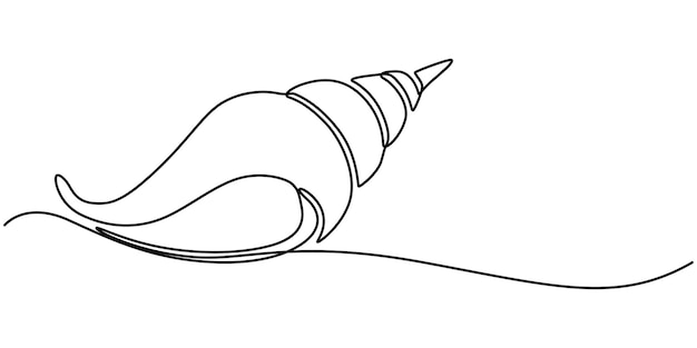 continuous single line drawing of conch snail shell seashell symbol and banner of beauty spa vector