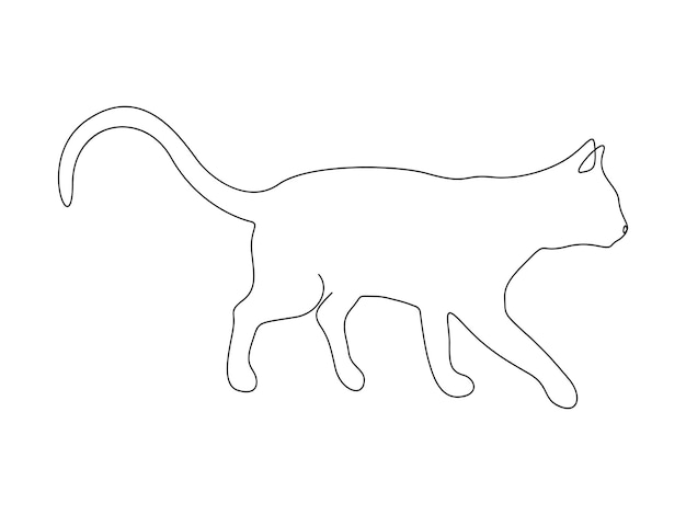 Continuous single line drawing of cute cat vector illustration pro vector