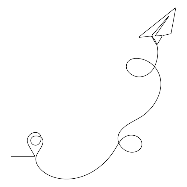 Continuous single line drawing of flying up airplane path Concept of world travel and international
