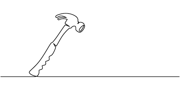continuous single line drawing of hammer carpentry tool hammer icon vector illustration